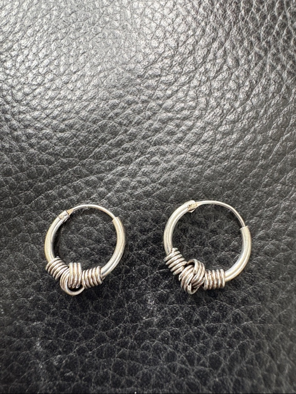 Sterling Silver Knot Hoop Earrings - - Picture 4 of 7